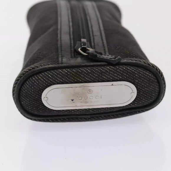GUCCI Pouch Denim Gray Silver 90627 Auth - Picture 4 of 16